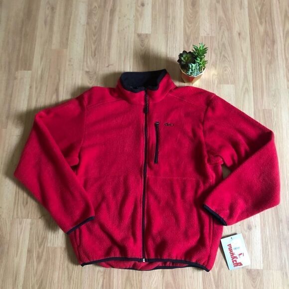 NWT MARKER Red Fleece Full Zip Jacket - Picture 1 of 6